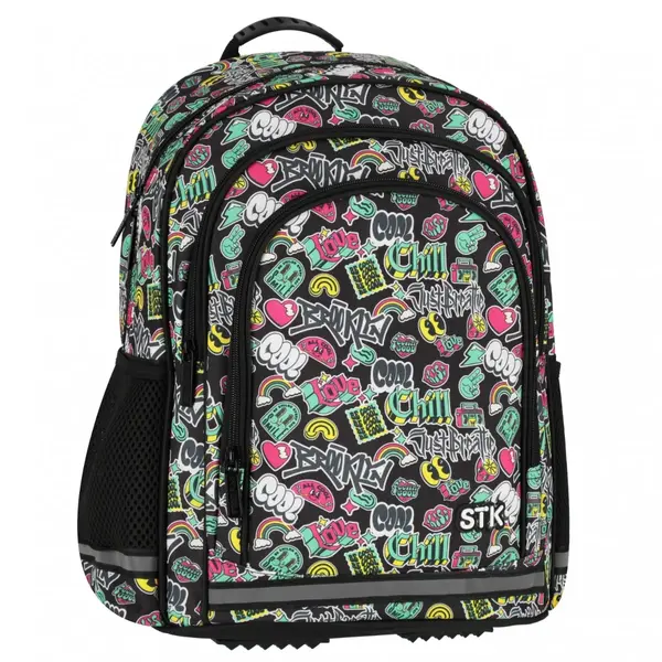 Ghiozdan pentru scoala cu un compartiment si buzunare frontale, Starpak, Cool School