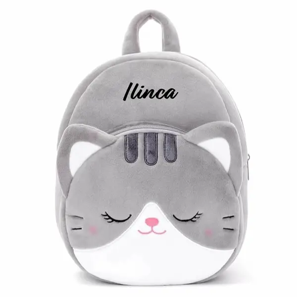 Ghiozdan personalizat Pisica Gri