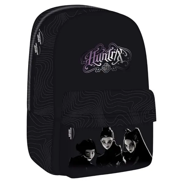 Ghiozdan scoala K-POP Demon Hunters cu 2 compartimente, negru, 40x28x18 cm