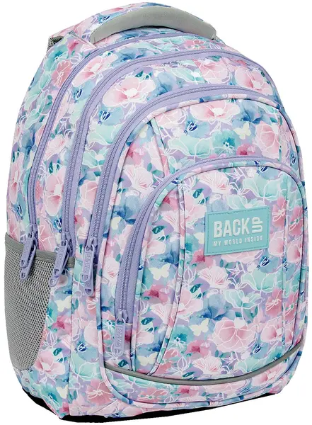 Ghiozdan școlar Back Up A - Flowers, cu 4 compartimente