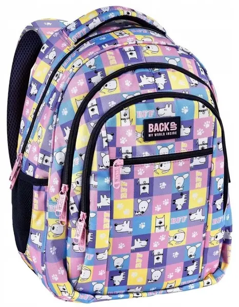 Ghiozdan școlar BackUp 8 O - BFF Dogs, cu 3 compartimente