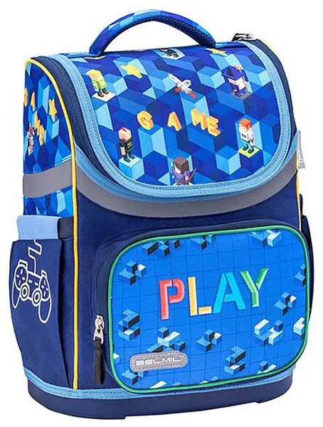 Ghiozdan școlar Belmil Classic - Joc de pixeli, 2 compartimente, 19 l