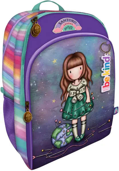 Ghiozdan școlar clasic Santoro Gorjuss - Be Kind To Our Planet, 3 compartimente