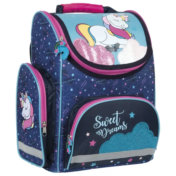 Ghiozdan scolar ergonomic Derform - Unicorn, cu 1 compartiment
