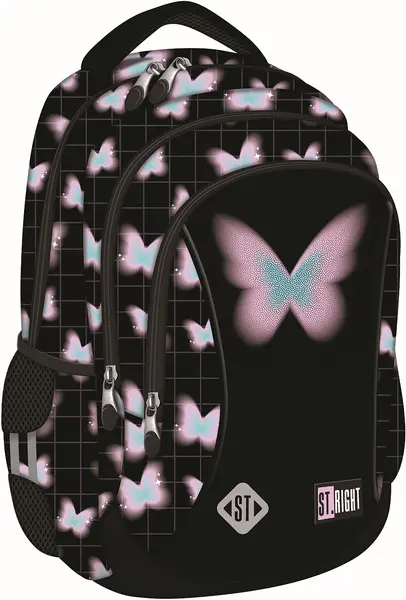 Ghiozdan școlar St. Right Pastel Butterfly - 3 compartimente