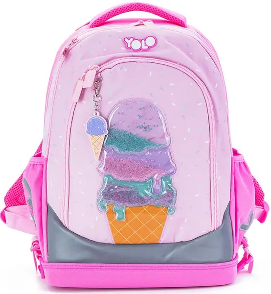 Ghiozdan școlar YOLO Pro - Ice Cream, cu 2 compartimente si un buzunar termic