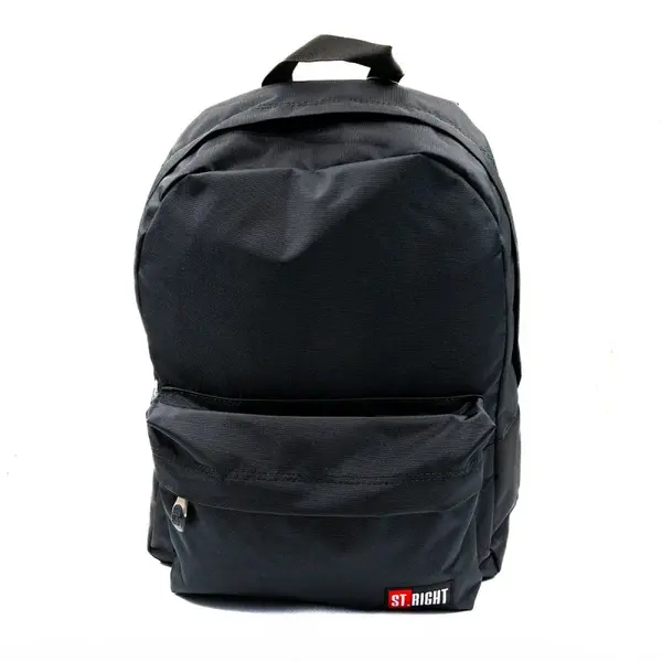 Ghiozdan St.Right Black pentru scoala,1 compartiment, negru,40 cm