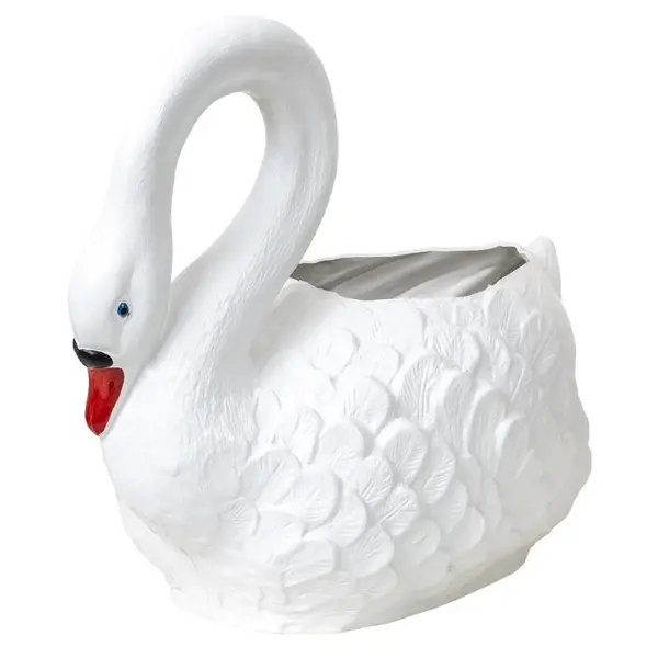 Ghiveci Model Lebada, Plastic, Lungime 63 cm, Alb