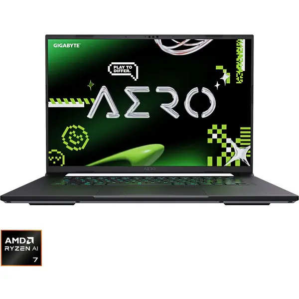 Gigabyte Laptop Gaming GIGABYTE AERO X16 1VH, Display 16'' WQXGA (2560 x 1600), Procesor AMD Ryzen™ Al 7 350, Memorie RAM 16GB DDR5, Capacitate de stocare 1TB SSD, Placa video dedicata NVIDIA GeForce RTX 5060 8GB, Windows 11 Home, Alb (INT Keyboard)