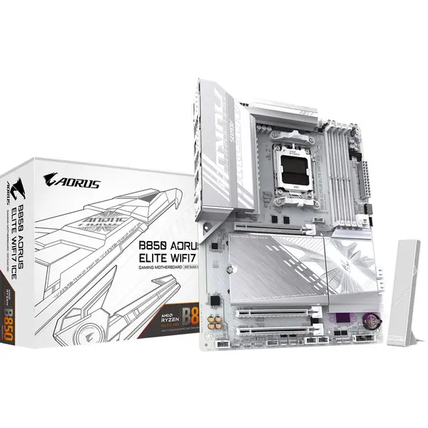 Gigabyte Placa de baza GigaByte B850 AORUS ELITE WiFi7 ICE, ATX, Memorie suportata 256 GB DDR5, Socket AM5, PCIe 5.0