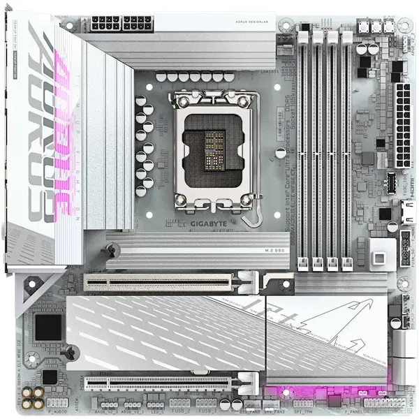 Gigabyte Placa de Baza GIGABYTE B860M AORUS ELITE WIFI6E ICE, LGA1851, 4x DDR5, mATX
