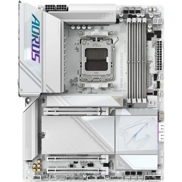 Gigabyte Placa de Baza GIGABYTE X870E AORUS PRO ICE, AM5, 4x DDR5, ATX