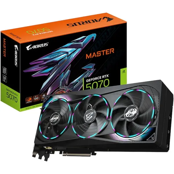 Gigabyte Placa video GIGABYTE AORUS GeForce RTX™ 5070 MASTER, 12 GB GDDR7, 192-bit