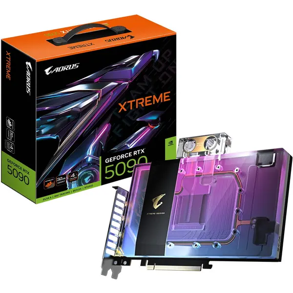 Gigabyte Placa video Gigabyte AORUS GeForce RTX 5090 XTREME WATERFORCE Water Block 32GB, 512 bit, GDDR7, Negru