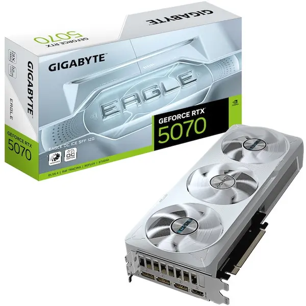 Gigabyte Placa video GIGABYTE GeForce RTX™ 5070 EAGLE OC ICE SFF, 12GB, GDDR7, 192-bit