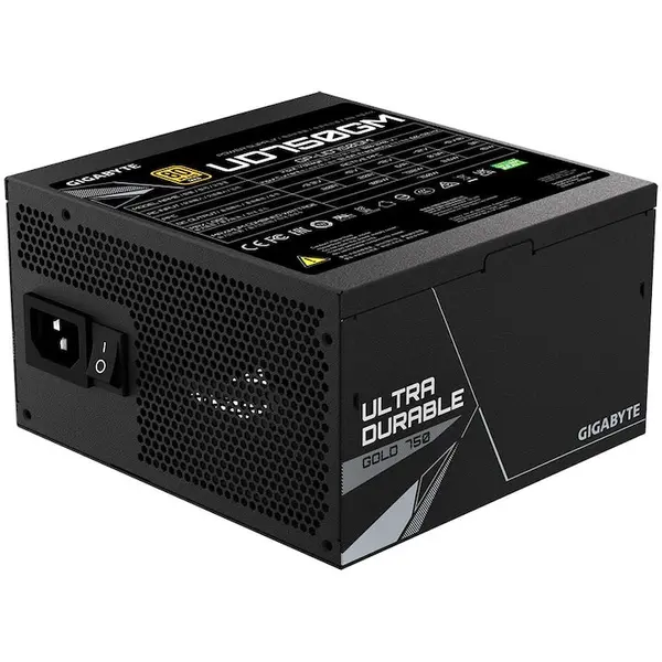 Gigabyte Sursa GIGABYTE UD750GM 750W, 80 Plus Gold, Full Modulara, Negru