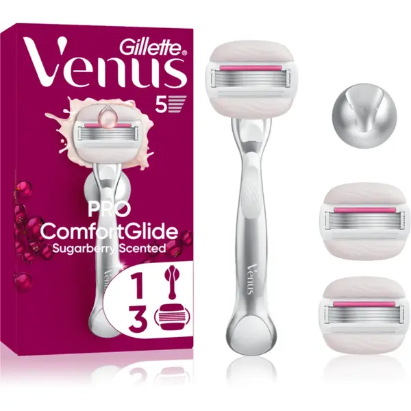 Gillette Venus PRO ComfortGlide Sugarberry epilator pentru femei cu suport pentru duș + lame de rezervă 5 buc