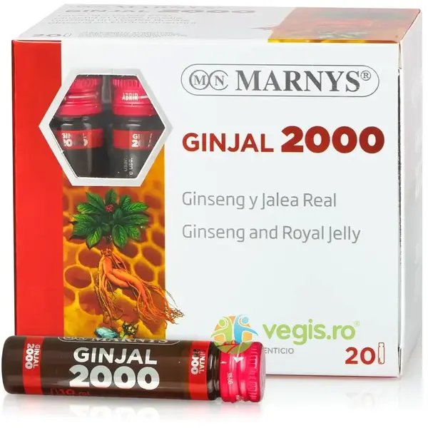 Ginjal 2000 - Laptisor de Matca cu Ginseng si Vitamina C pentru Energie, Vitalitate, Rezistenta si Protectie Imunitara 20 fiole