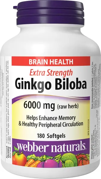 Ginkgo Biloba, 120 mg, 180 capsule gelatinoase moi, Webber Naturals