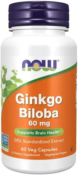 Ginkgo Biloba, 60 mg, 60 capsule, Now