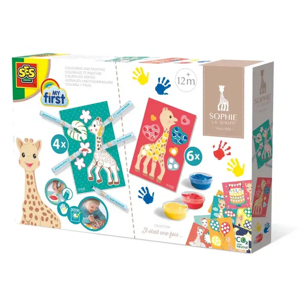 Girafa Sophie , Coloreaza E i picteaza, set creativ 2 A n 1 pentru copii
