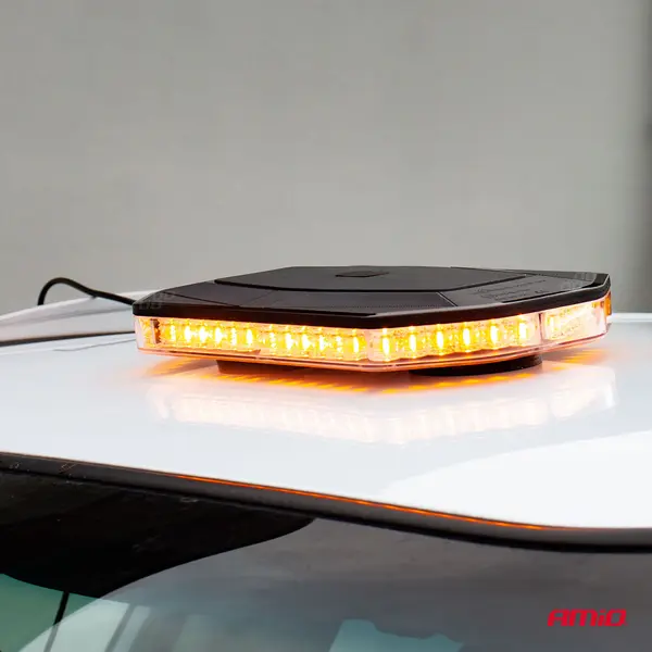 Girofar cu magnet, culoare Orange, alimentare 12/24V, 48 LED-uri, protectie IP56