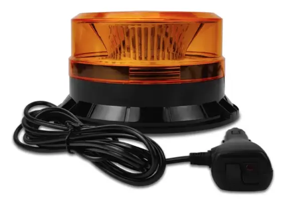 Girofar led efect de roatie 12v 24v cu magnet si mufa de bricheta lumina galbena