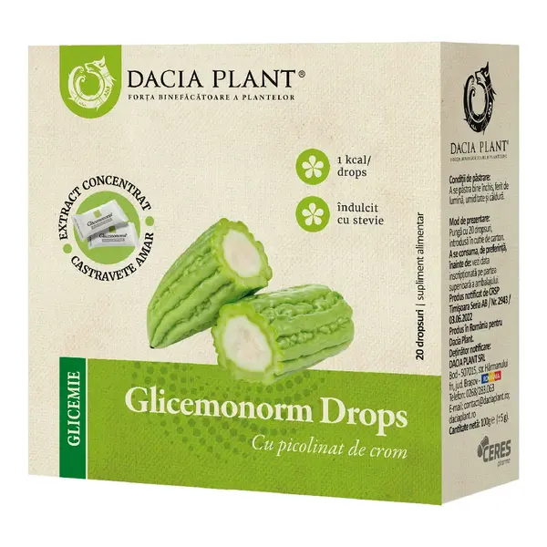Glicemonorm Drops, 20 bucati, Dacia Plant