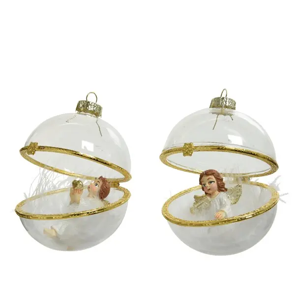 Glob decorativ - Bauble Glass Angels, Gold Rim - mai multe modele | Kaemingk