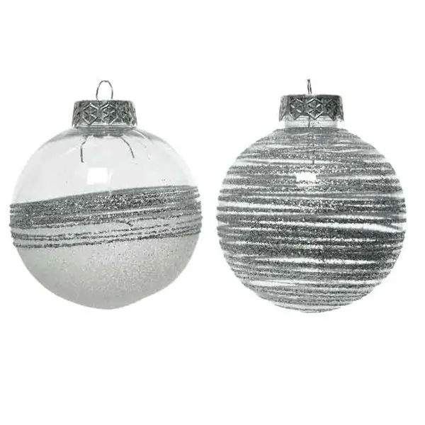 Glob decorativ - Bauble with Glitter - Silver - mai multe modele | Kaemingk