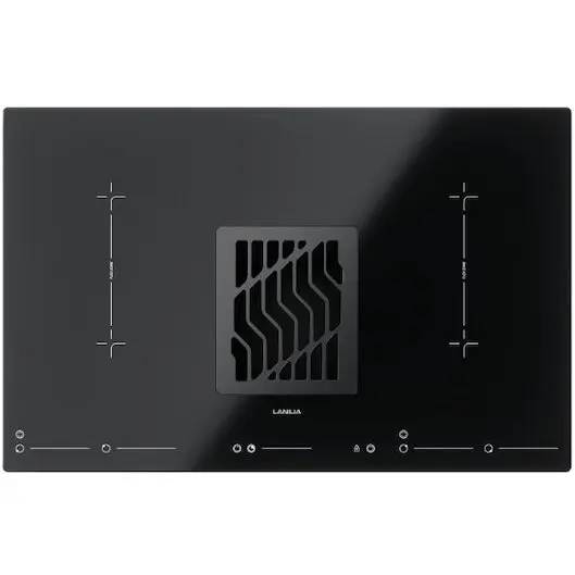 Globalo Plita vitroceramica cu inductie si hota incorporata GLOBALO LANILIA VILIO 80.1, clasa energetica A+, latime 81,2 cm, adancime 52 cm, Touch Control, eficienta max. 620 m3 /h, Negru