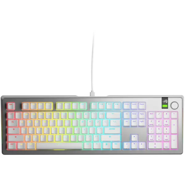 Glorious Tastatura mecanica Glorious GMMK 3 PRO, Fox Switches, Cu fir, USB, 104 taste, Argintiu