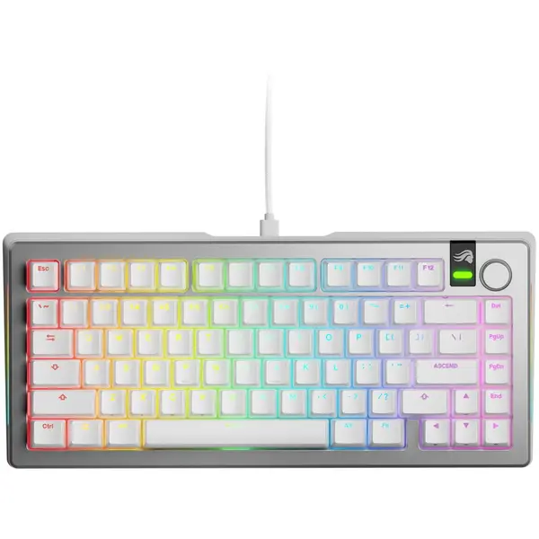 Glorious Tastatura mecanica Glorious GMMK 3 PRO, Fox Switches, 81 taste, Cu fir, USB, Argintiu