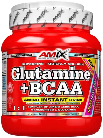 Glutamine + BCAA, portocală, 530 g, Amix