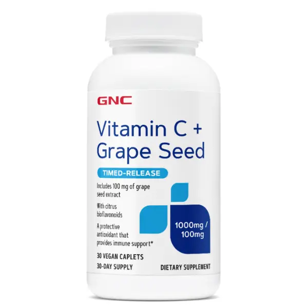 GNC Vitamina C si extract samburi struguri 100 mg/100 mg | 30 capsule