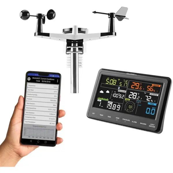 Gogen Statie meteo profesionala GoGEN ME3900, senzor de ploaie, masurare a fortei si directiei vantului, radiatii UV, WiFi