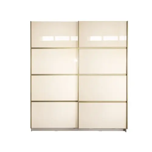 Gold Dulap 1800 Crem cu usi MDF Lucios + 2 Comode