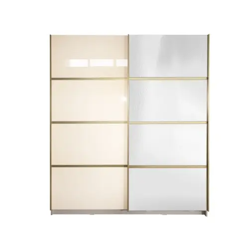 Gold Dulap 1800 Crem cu usi MDF Lucios si Oglinda
