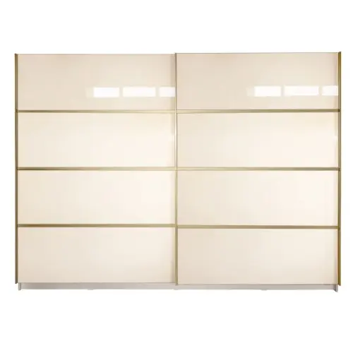 Gold Dulap 2800 Crem cu usi MDF Lucios + 1 Comoda