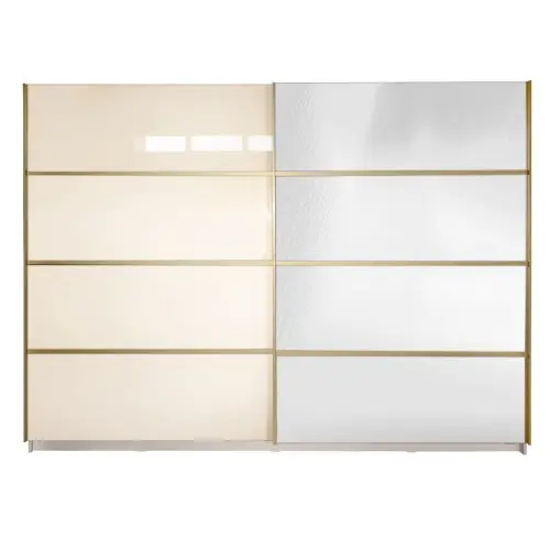 Gold Dulap 2800 Crem cu usi MDF Lucios si Oglinda
