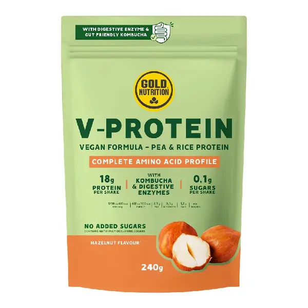 Gold Nutrition Pudra Proteica Vegetala V-protein Alune de padure, 240g
