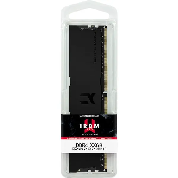 GOODRAM Kit dual Memorie RAM, Goodram Seria IRDM Pro, capacitate 64 GB (2 x 32 GB) DDR4, frecventa 3600 MHz, CL 18, Negru