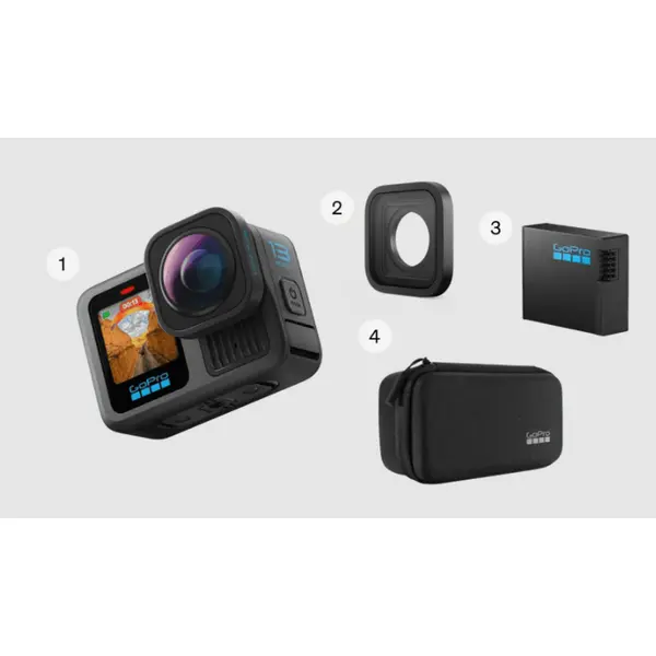 GoPro Camera video de actiune GoPro HERO13 Black Ultra Wide Edition, 27MP, 5.3K, Ecran tactil 2.27, Stabilizare HyperSmooth 6.0, TimeWarp 3.0, Wi-Fi, Bluetooth, Control vocal, Negru
