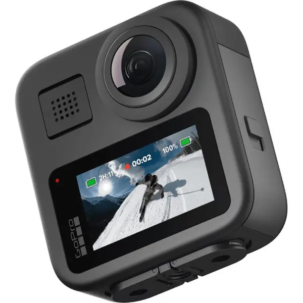 GoPro Camera video de actiune GoPro MAX 360, 6K, Max TimeWarp 2025, Wi-Fi, Bluetooth, GPS, Control vocal, 6 Microfoane, Negru