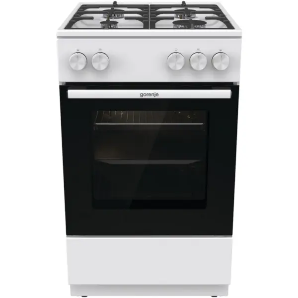 Gorenje Aragaz gaz Gorenje GG5A10WFFM, 4 arzatoare, cuptor 70L, grill, latime 50 cm, Alb
