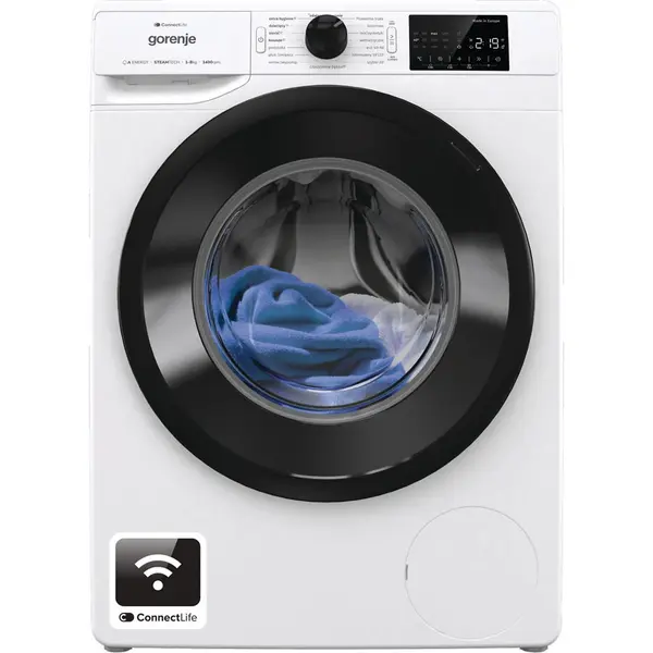 Gorenje Mașină de spălat Gorenje WPNEI84A1SWIFI/PL, 8kg, 1400rpm ,G400 WaveActive, ExtraHygiene, Alb