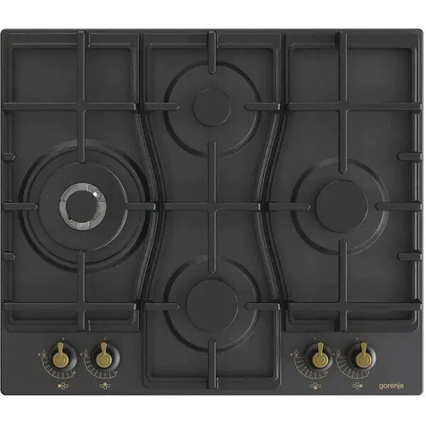 Gorenje Plita incorporabila GORENJE GW6D42CLB, gaz, 4 arzatoare, Negru