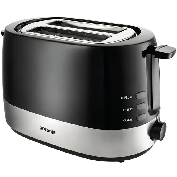 Gorenje Prajitor de paine Gorenje T850BK, 850 W, 2 Felii, Control electronic cu 7 grade de rumenire, Negru-Inox
