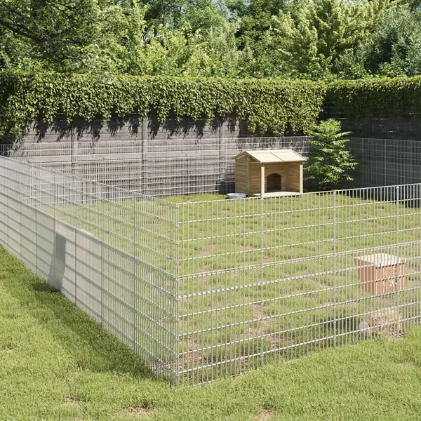Gossi adapost pentru animale cu 48 panouri, 54x100cm, fier galvanizat