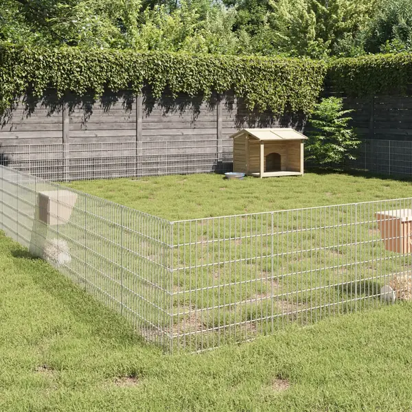 Gossi adapost pentru animale cu 48 panouri, 54x60 cm, fier galvanizat